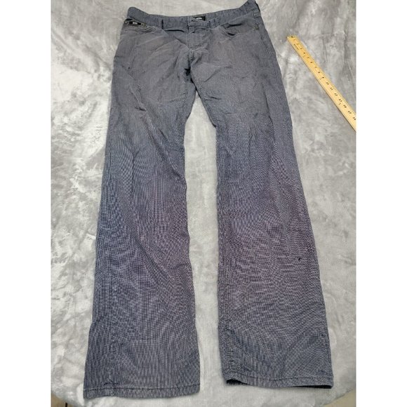 HUGO BOSS Maine1-10 Men Stretch Pants 36x35 Black Gray Straight FLAWED NO BUTTON - Picture 1 of 11